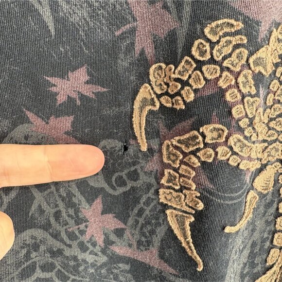 Affliction Men's Cut Series Lonely Dragon T-shirt L Black Distressed Y2k - Picture 6 of 13